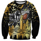 Personalised Collingwood Magpies City Of Football Team Sweatshirt Melbourne City Skyline Illustration Sport Fan