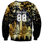 Personalised Collingwood Magpies City Of Football Team Sweatshirt Melbourne City Skyline Illustration Sport Fan