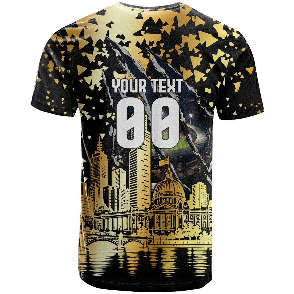 Personalised Collingwood Magpies City Of Football Team T Shirt Melbourne City Skyline Illustration Sport Fan