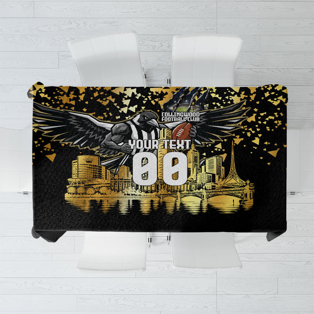 Personalised Collingwood Magpies City Of Football Team Tablecloth Melbourne City Skyline Illustration Sport Fan
