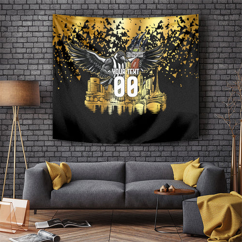 Personalised Collingwood Magpies City Of Football Team Tapestry Melbourne City Skyline Illustration Sport Fan