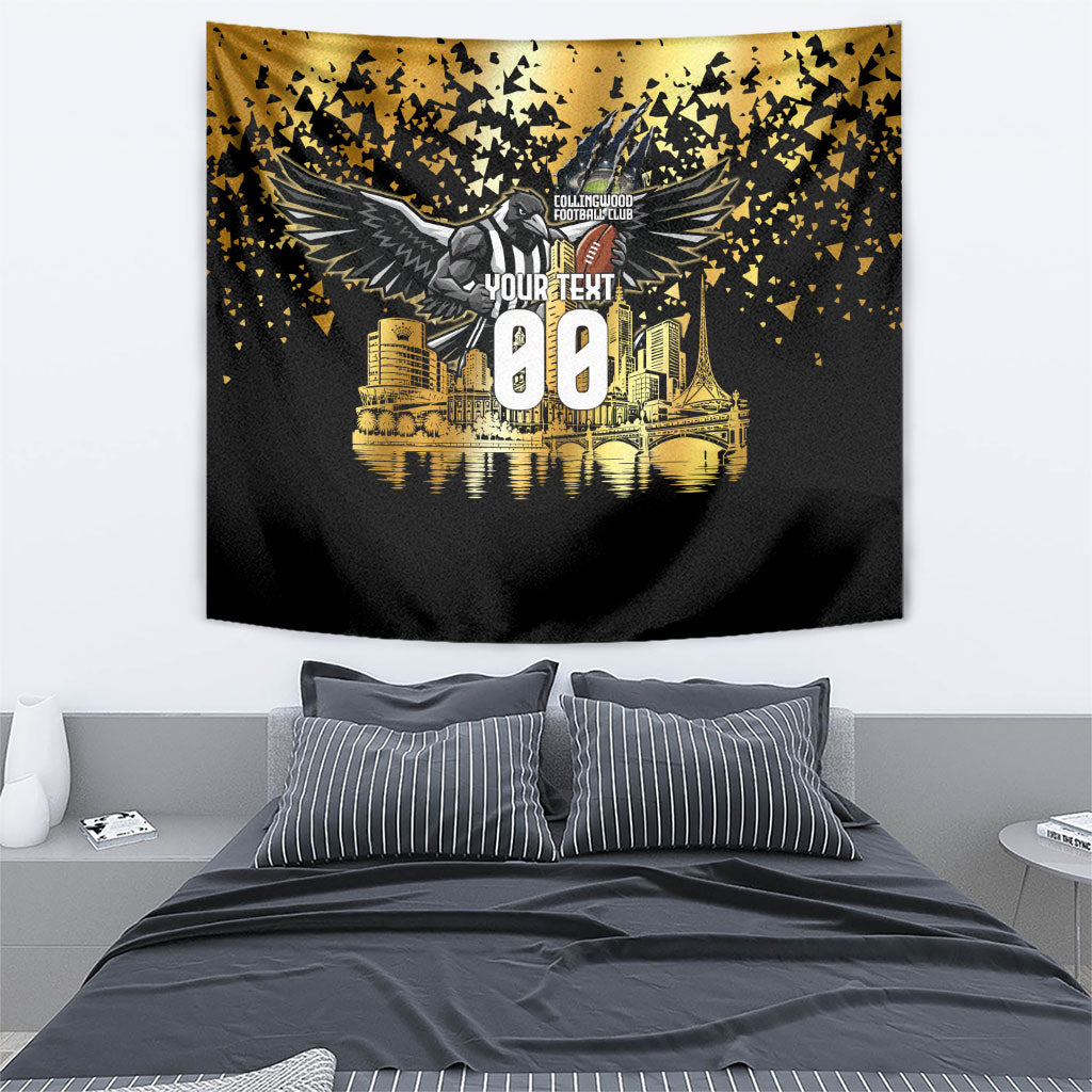 Personalised Collingwood Magpies City Of Football Team Tapestry Melbourne City Skyline Illustration Sport Fan