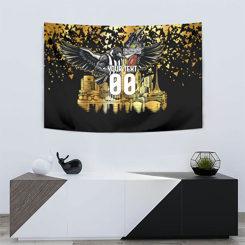 Personalised Collingwood Magpies City Of Football Team Tapestry Melbourne City Skyline Illustration Sport Fan