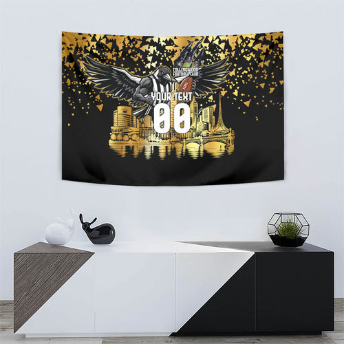 Personalised Collingwood Magpies City Of Football Team Tapestry Melbourne City Skyline Illustration Sport Fan