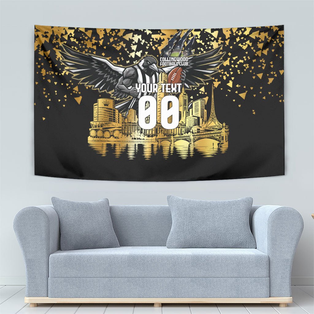 Personalised Collingwood Magpies City Of Football Team Tapestry Melbourne City Skyline Illustration Sport Fan