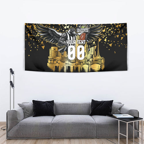 Personalised Collingwood Magpies City Of Football Team Tapestry Melbourne City Skyline Illustration Sport Fan