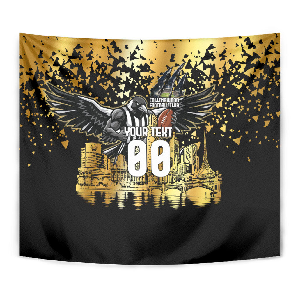 Personalised Collingwood Magpies City Of Football Team Tapestry Melbourne City Skyline Illustration Sport Fan