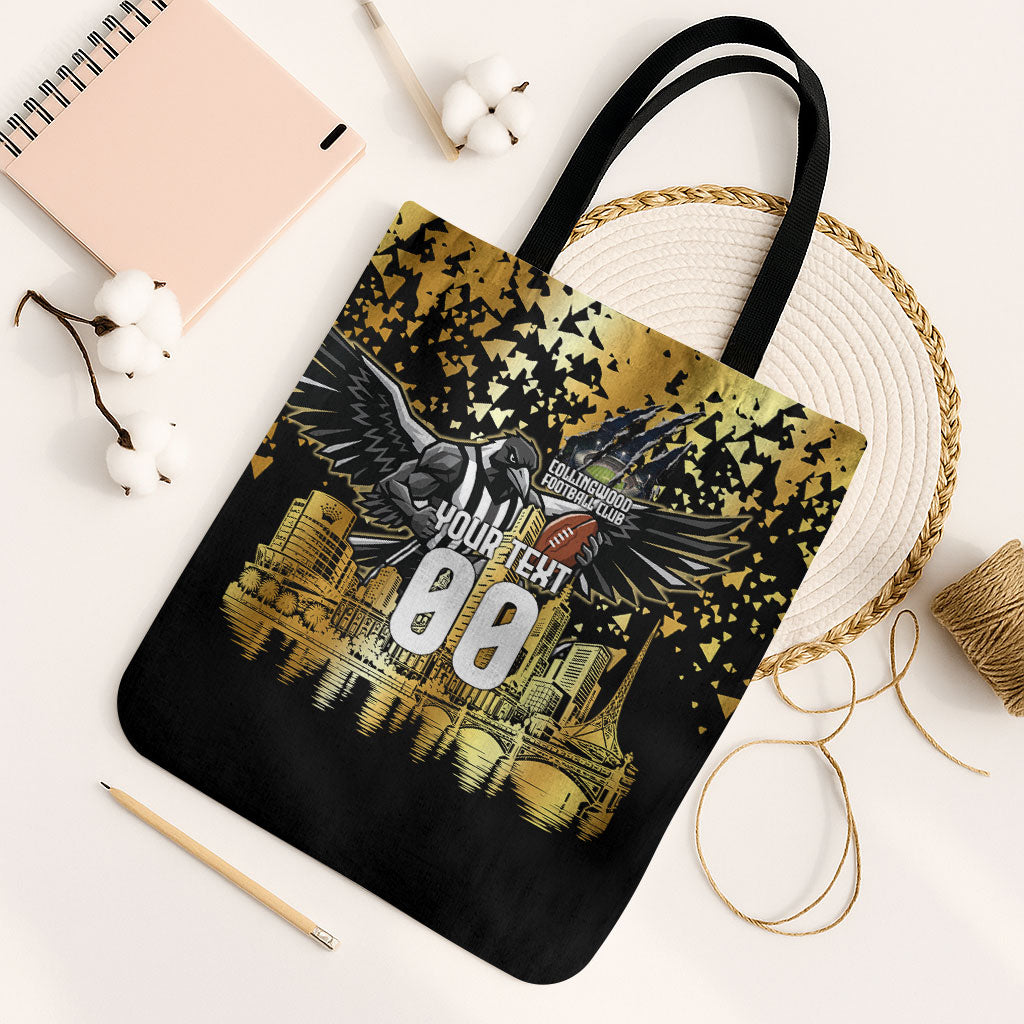 Personalised Collingwood Magpies City Of Football Team Tote Bag Melbourne City Skyline Illustration Sport Fan