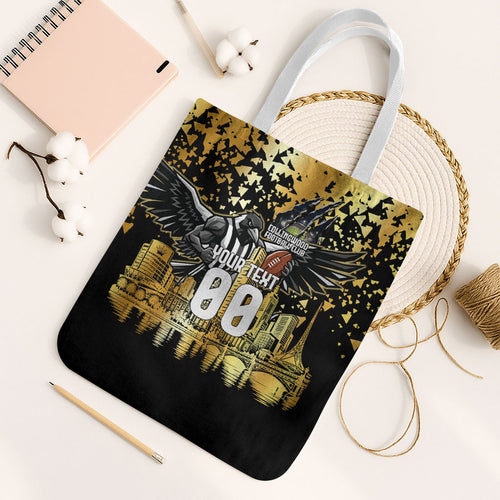 Personalised Collingwood Magpies City Of Football Team Tote Bag Melbourne City Skyline Illustration Sport Fan