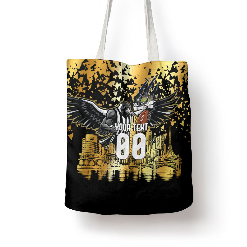 Personalised Collingwood Magpies City Of Football Team Tote Bag Melbourne City Skyline Illustration Sport Fan