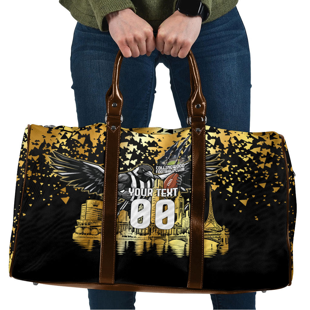 Personalised Collingwood Magpies City Of Football Team Travel Bag Melbourne City Skyline Illustration Sport Fan