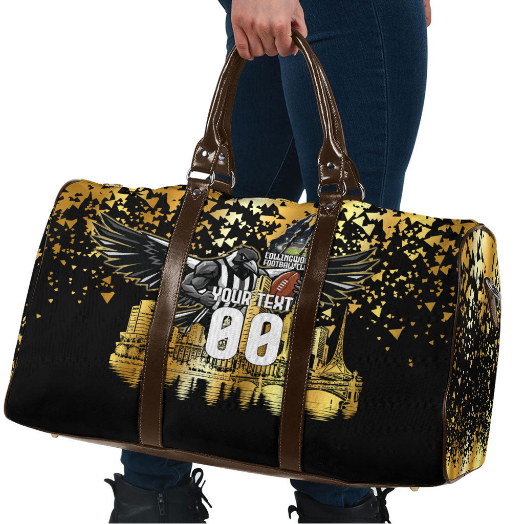 Personalised Collingwood Magpies City Of Football Team Travel Bag Melbourne City Skyline Illustration Sport Fan