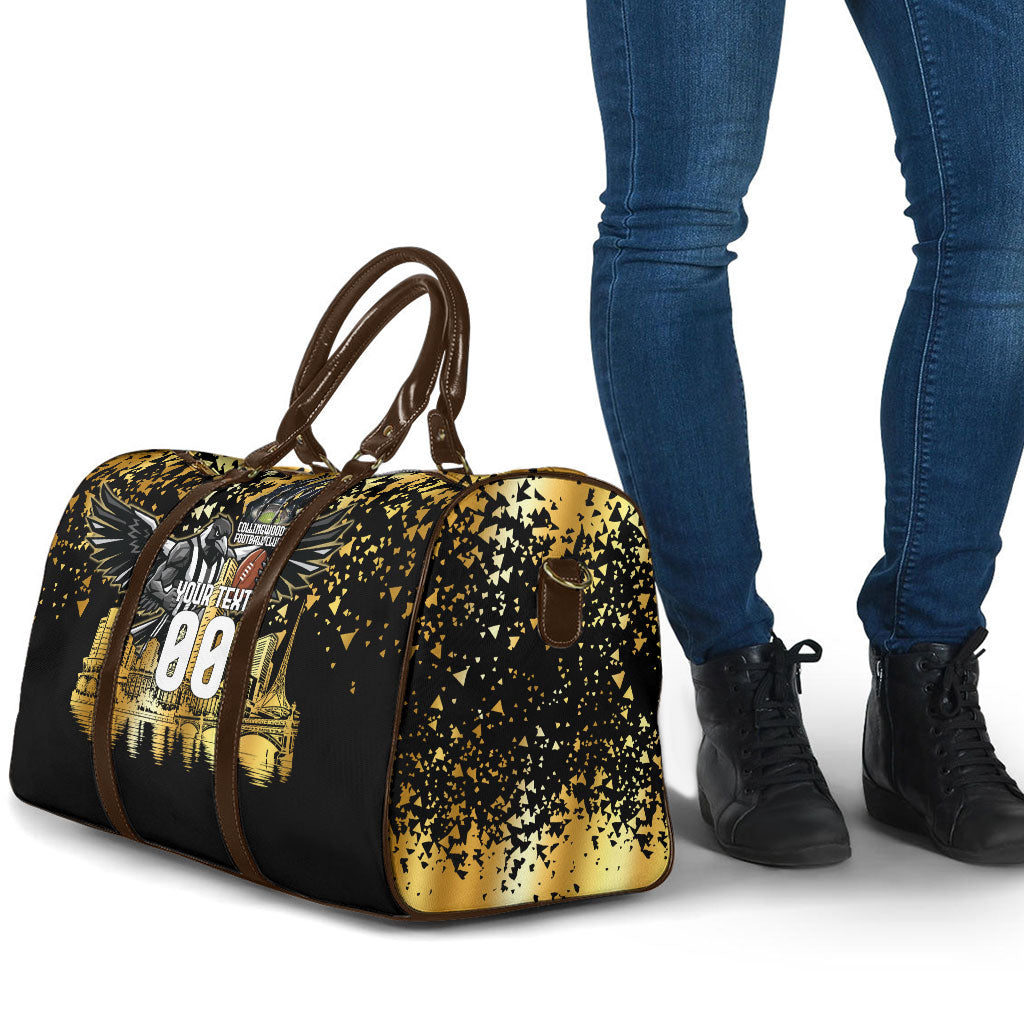 Personalised Collingwood Magpies City Of Football Team Travel Bag Melbourne City Skyline Illustration Sport Fan