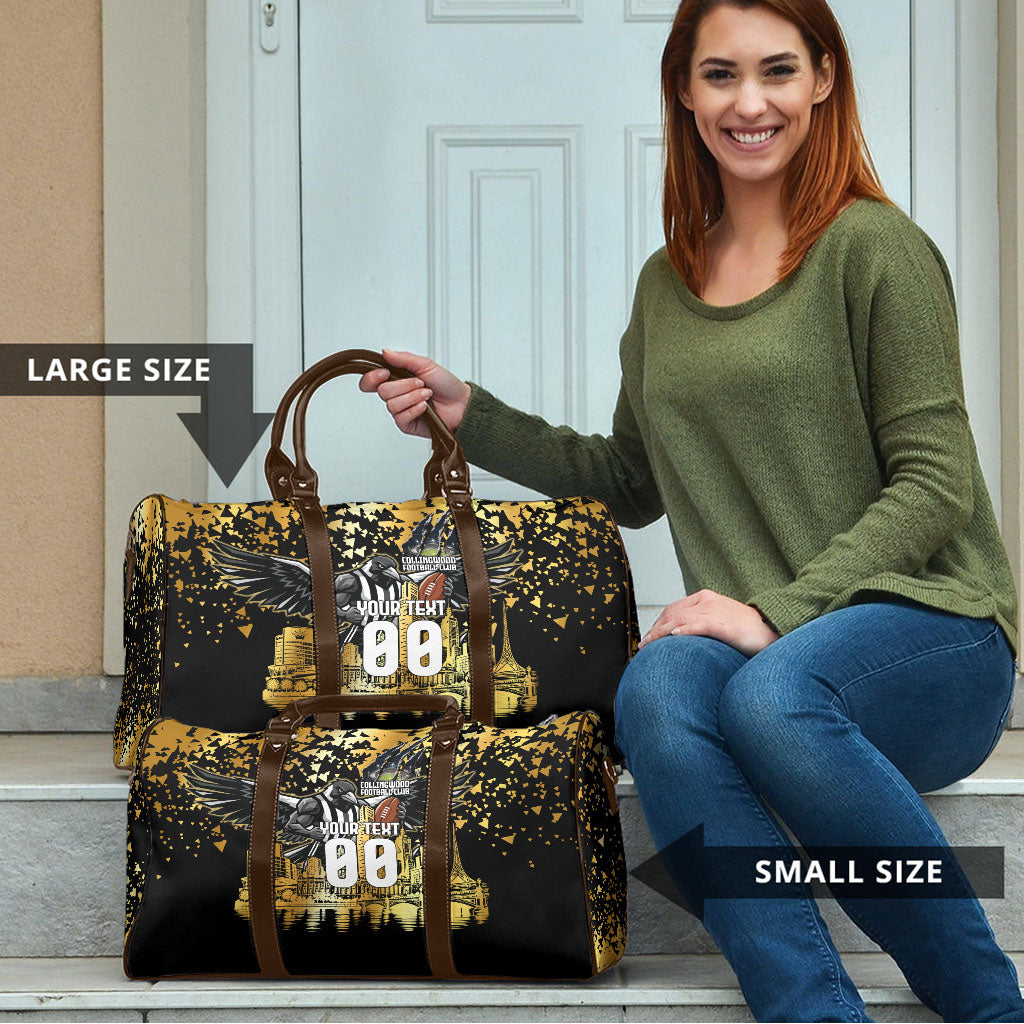 Personalised Collingwood Magpies City Of Football Team Travel Bag Melbourne City Skyline Illustration Sport Fan