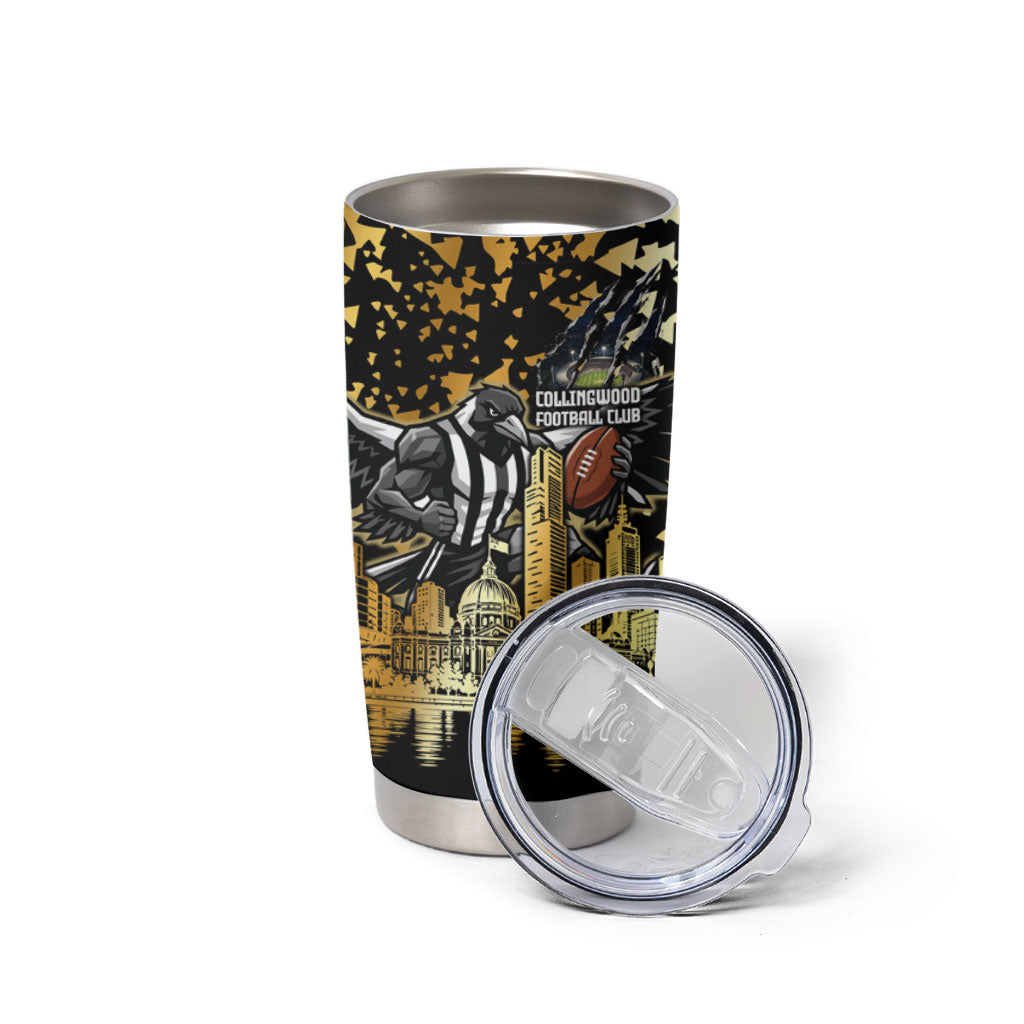 Personalised Collingwood Magpies City Of Football Team Tumbler Cup Melbourne City Skyline Illustration Sport Fan