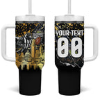 Personalised Collingwood Magpies City Of Football Team Tumbler With Handle Melbourne City Skyline Illustration Sport Fan