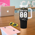 Personalised Collingwood Magpies City Of Football Team Tumbler With Handle Melbourne City Skyline Illustration Sport Fan