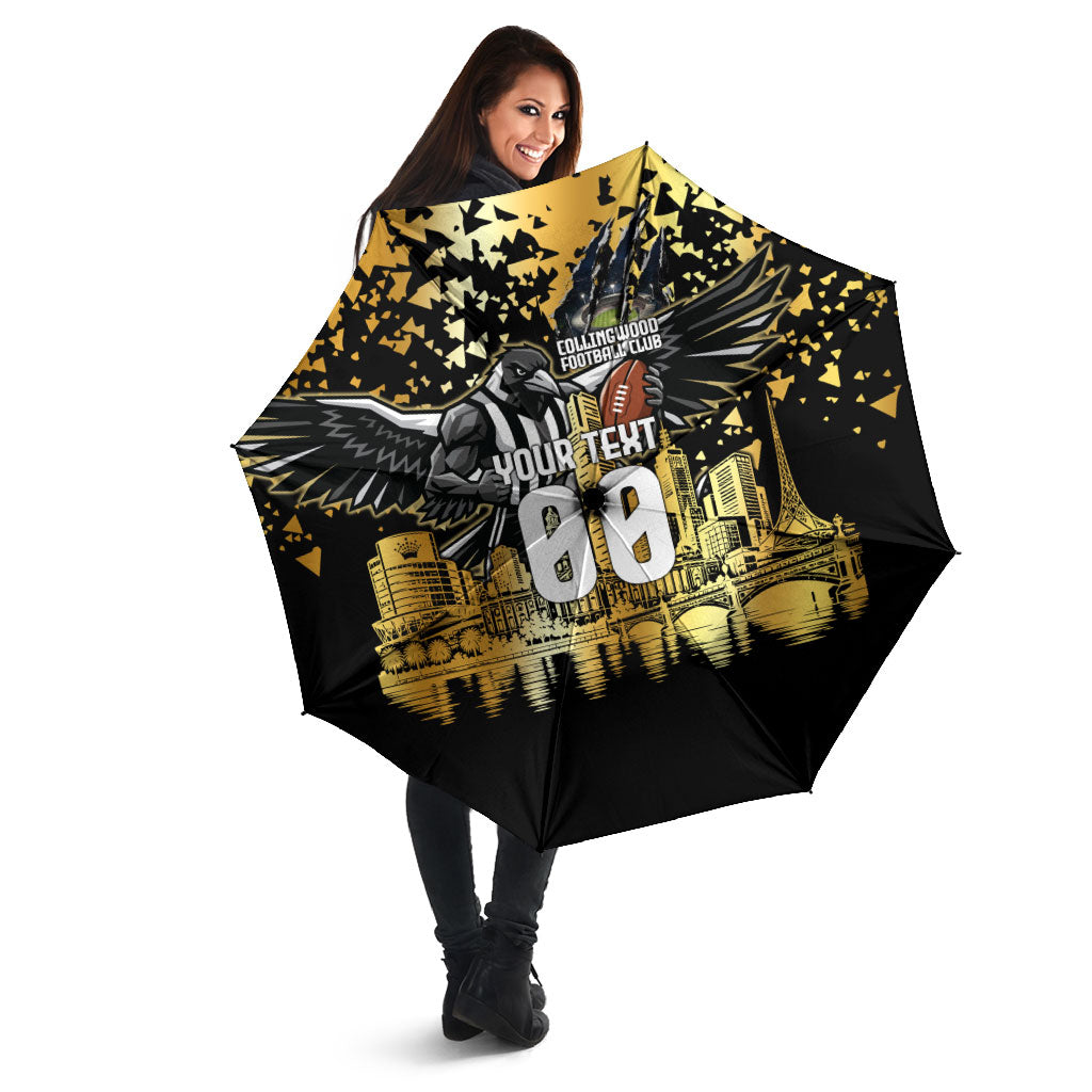 Personalised Collingwood Magpies City Of Football Team Umbrella Melbourne City Skyline Illustration Sport Fan