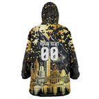Personalised Collingwood Magpies City Of Football Team Wearable Blanket Hoodie Melbourne City Skyline Illustration Sport Fan