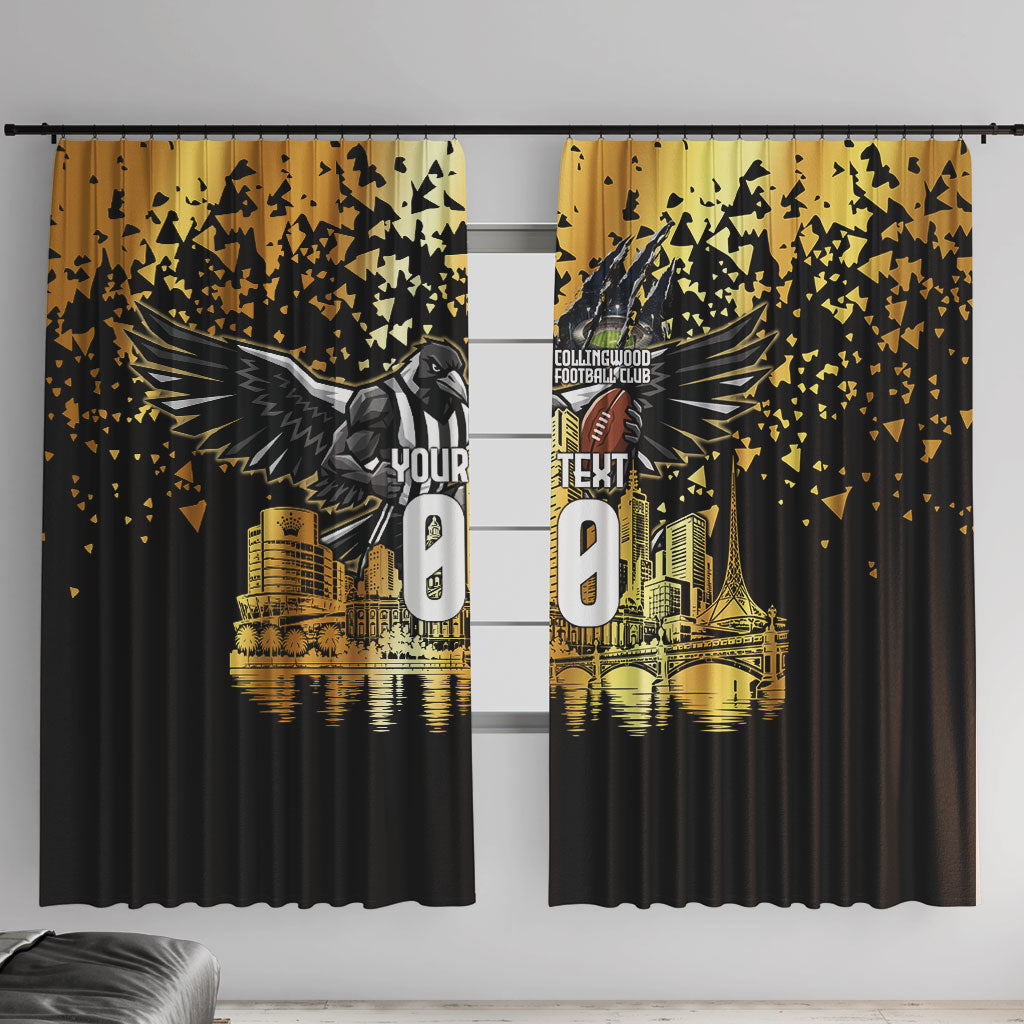 Personalised Collingwood Magpies City Of Football Team Window Curtain Melbourne City Skyline Illustration Sport Fan