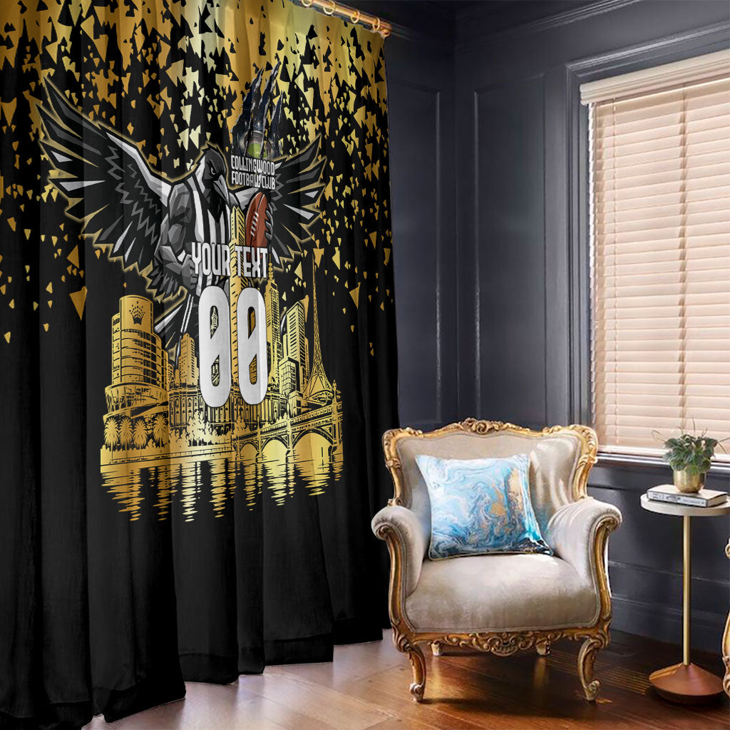 Personalised Collingwood Magpies City Of Football Team Window Curtain Melbourne City Skyline Illustration Sport Fan