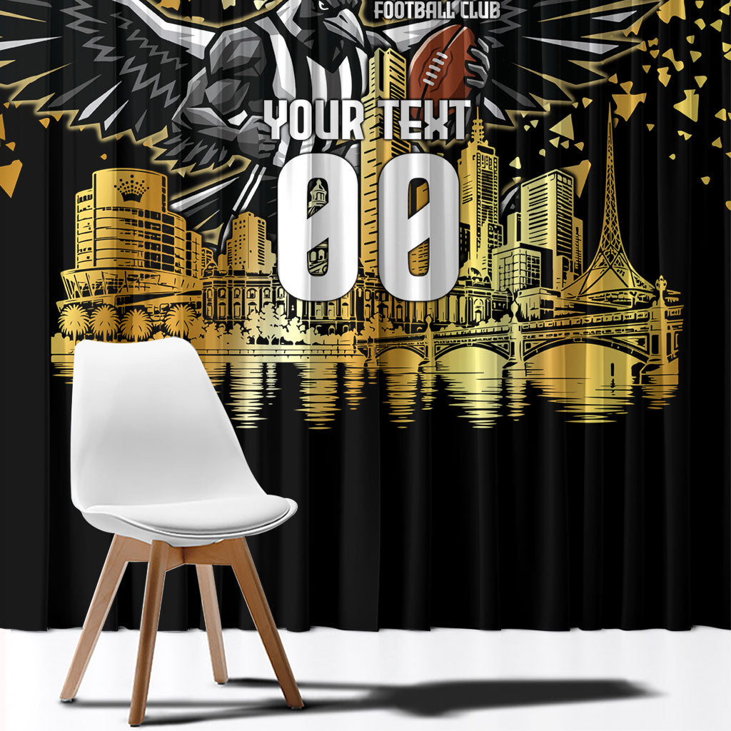 Personalised Collingwood Magpies City Of Football Team Window Curtain Melbourne City Skyline Illustration Sport Fan