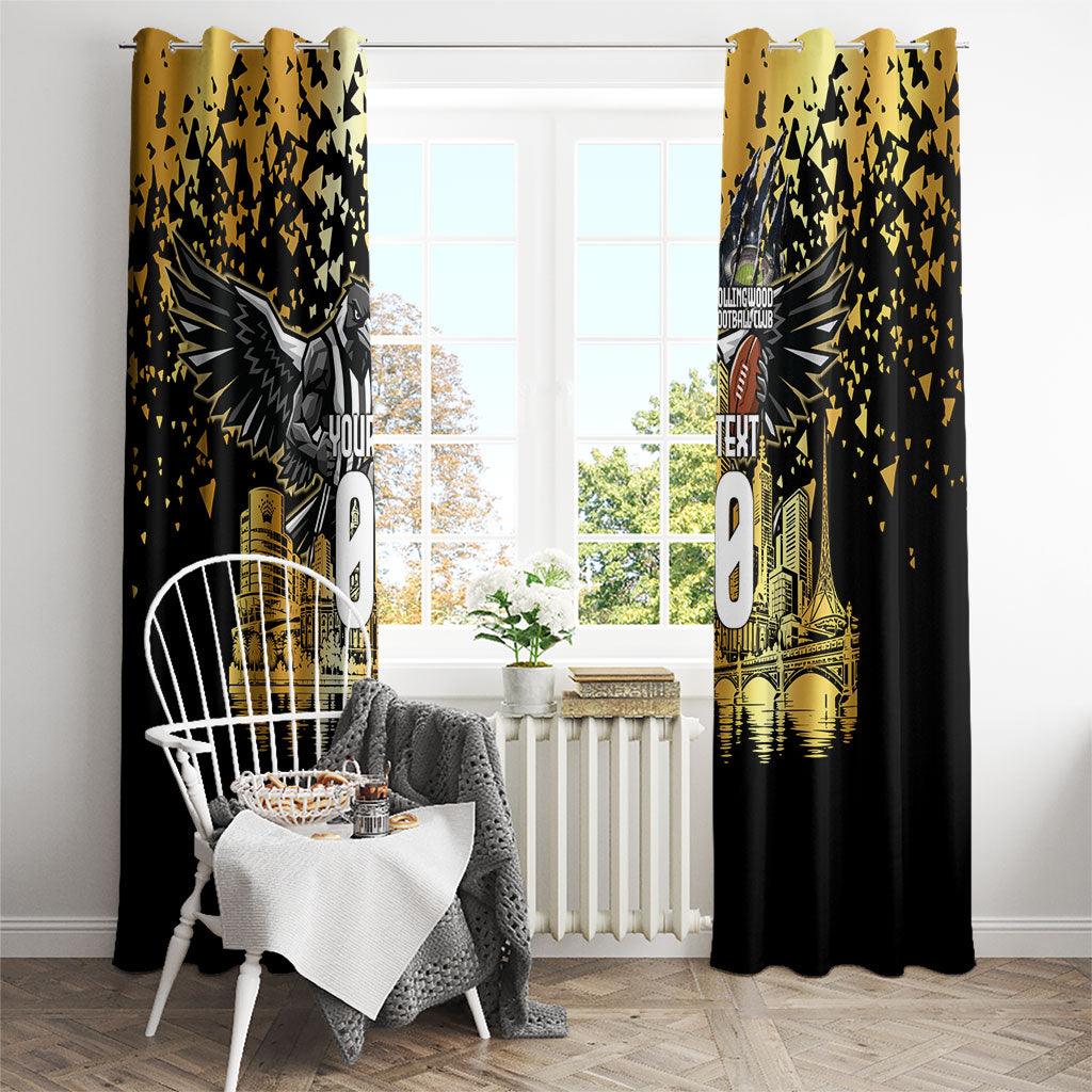 Personalised Collingwood Magpies City Of Football Team Window Curtain Melbourne City Skyline Illustration Sport Fan
