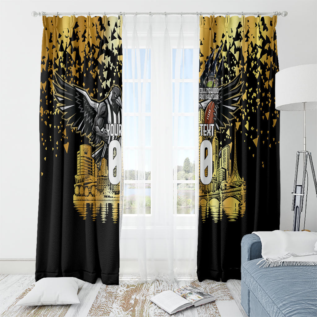 Personalised Collingwood Magpies City Of Football Team Window Curtain Melbourne City Skyline Illustration Sport Fan