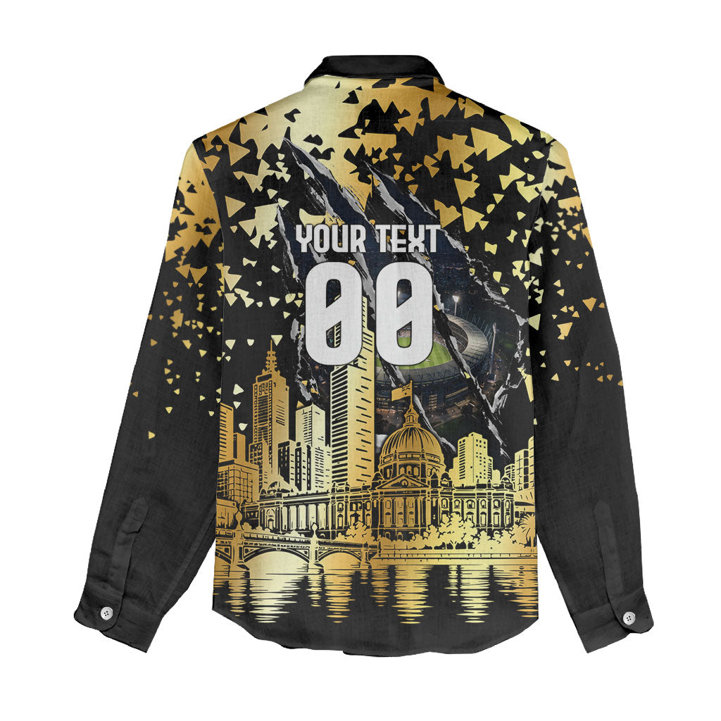 Personalised Collingwood Magpies City Of Football Team Women Casual Shirt Melbourne City Skyline Illustration Sport Fan