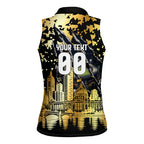 Personalised Collingwood Magpies City Of Football Team Women Sleeveless Polo Shirt Melbourne City Skyline Illustration Sport Fan
