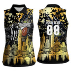 Personalised Collingwood Magpies City Of Football Team Women Sleeveless Polo Shirt Melbourne City Skyline Illustration Sport Fan