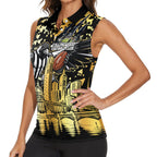 Personalised Collingwood Magpies City Of Football Team Women Sleeveless Polo Shirt Melbourne City Skyline Illustration Sport Fan