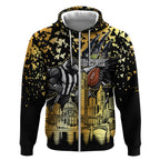 Personalised Collingwood Magpies City Of Football Team Zip Hoodie Melbourne City Skyline Illustration Sport Fan