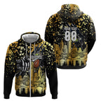 Personalised Collingwood Magpies City Of Football Team Zip Hoodie Melbourne City Skyline Illustration Sport Fan