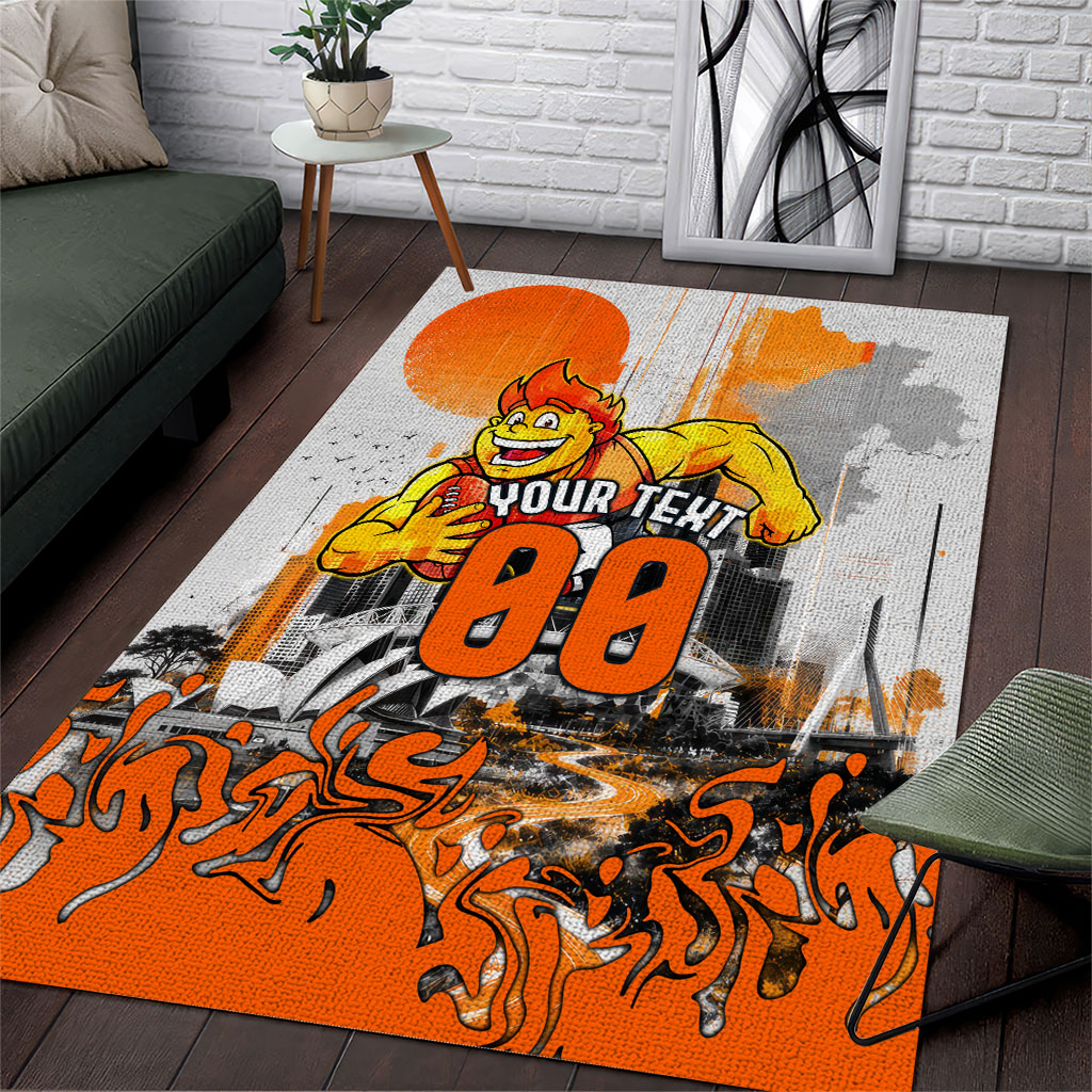 Personalised Greater Western Sydney Giants City Of Football Team Area Rug Sydney City Skyline Illustration Sport Fan