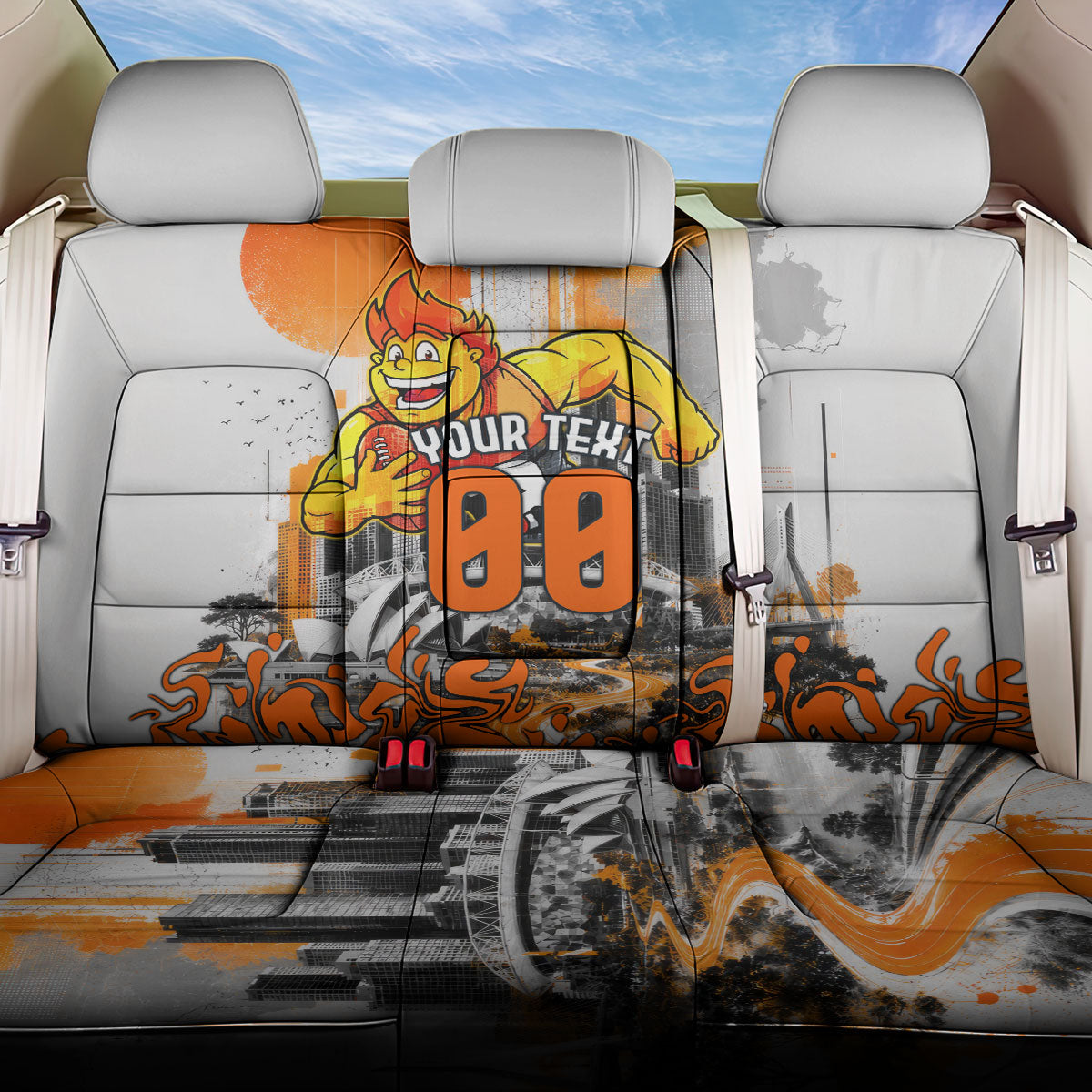 Personalised Greater Western Sydney Giants City Of Football Team Back Car Seat Cover Sydney City Skyline Illustration Sport Fan