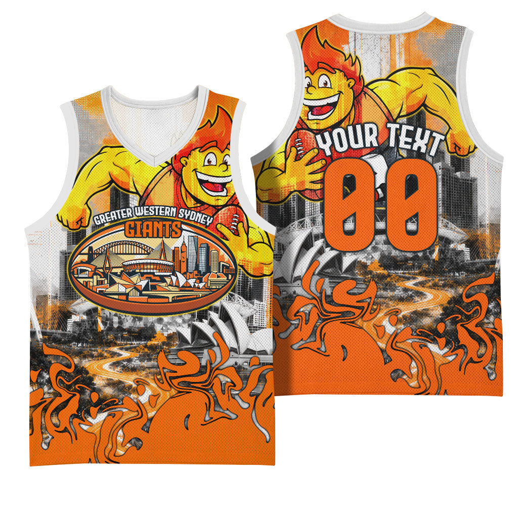 Personalised Greater Western Sydney Giants City Of Football Team Basketball Jersey Sydney City Skyline Illustration Sport Fan
