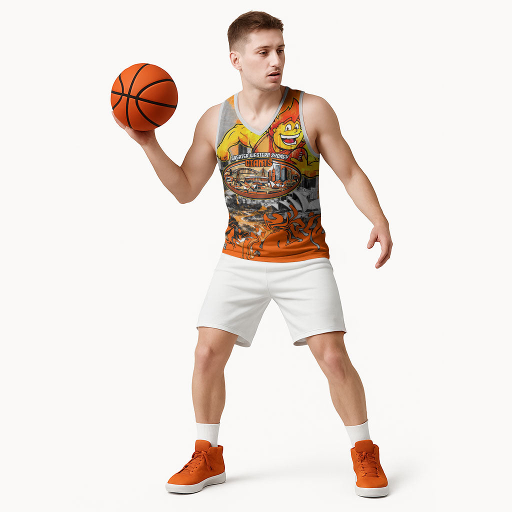 Personalised Greater Western Sydney Giants City Of Football Team Basketball Jersey Sydney City Skyline Illustration Sport Fan