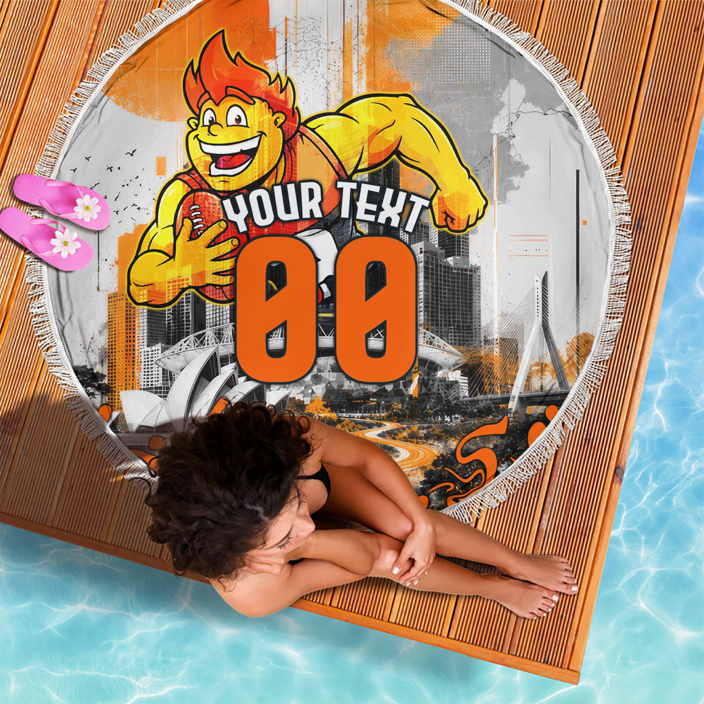 Personalised Greater Western Sydney Giants City Of Football Team Beach Blanket Sydney City Skyline Illustration Sport Fan