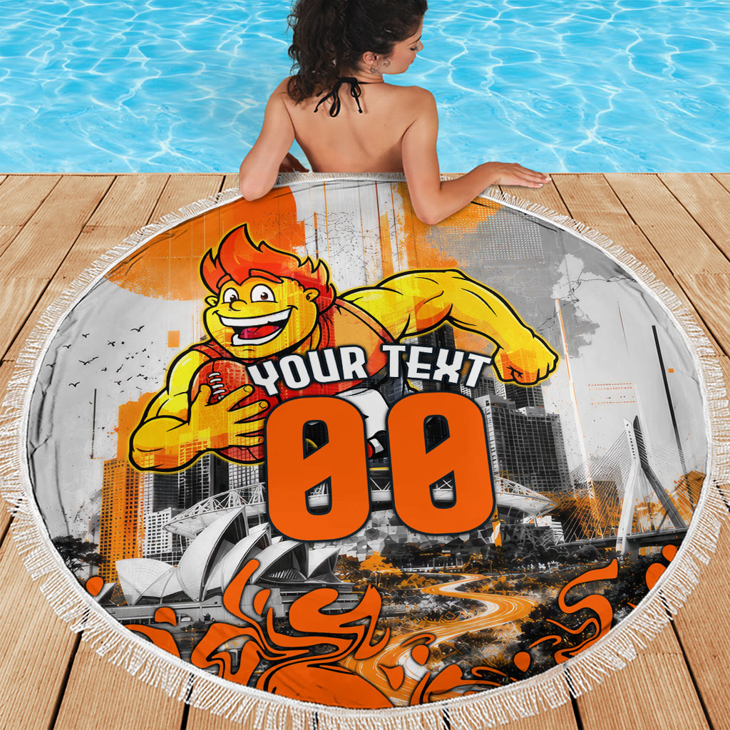 Personalised Greater Western Sydney Giants City Of Football Team Beach Blanket Sydney City Skyline Illustration Sport Fan