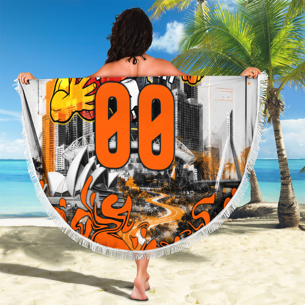 Personalised Greater Western Sydney Giants City Of Football Team Beach Blanket Sydney City Skyline Illustration Sport Fan