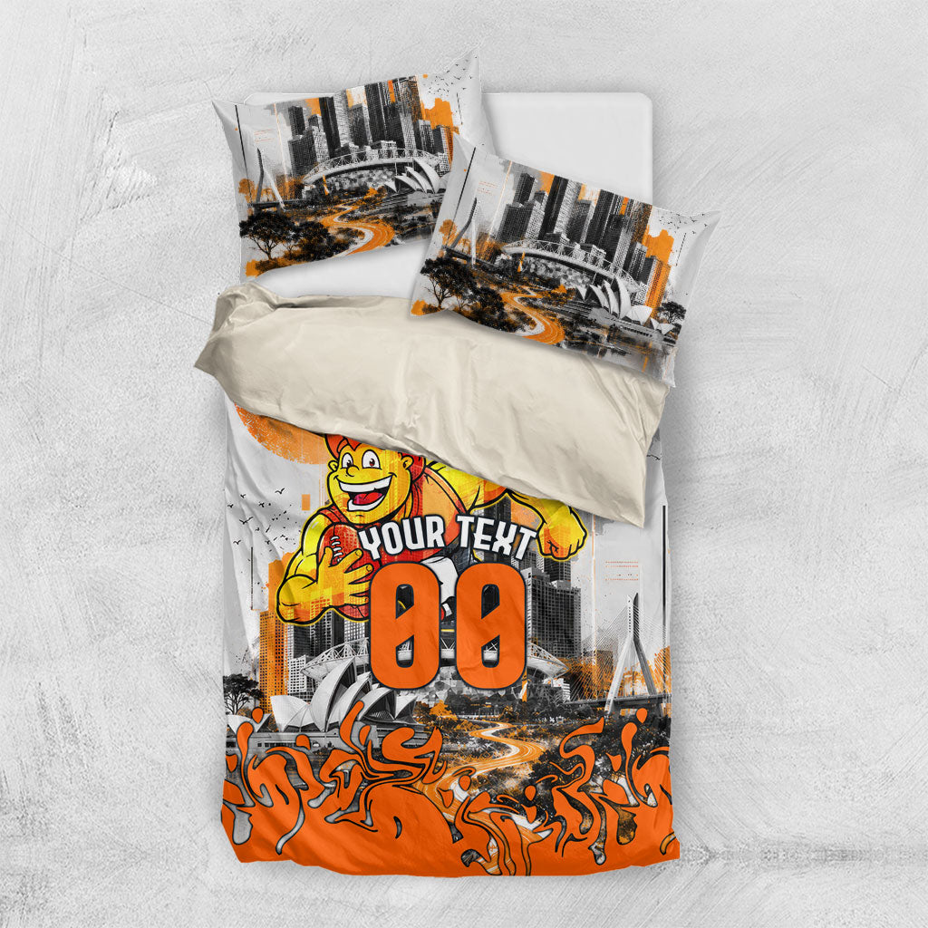 Personalised Greater Western Sydney Giants City Of Football Team Bedding Set Sydney City Skyline Illustration Sport Fan