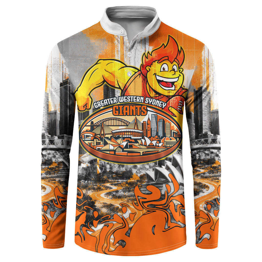 Personalised Greater Western Sydney Giants City Of Football Team Button Sweatshirt Sydney City Skyline Illustration Sport Fan