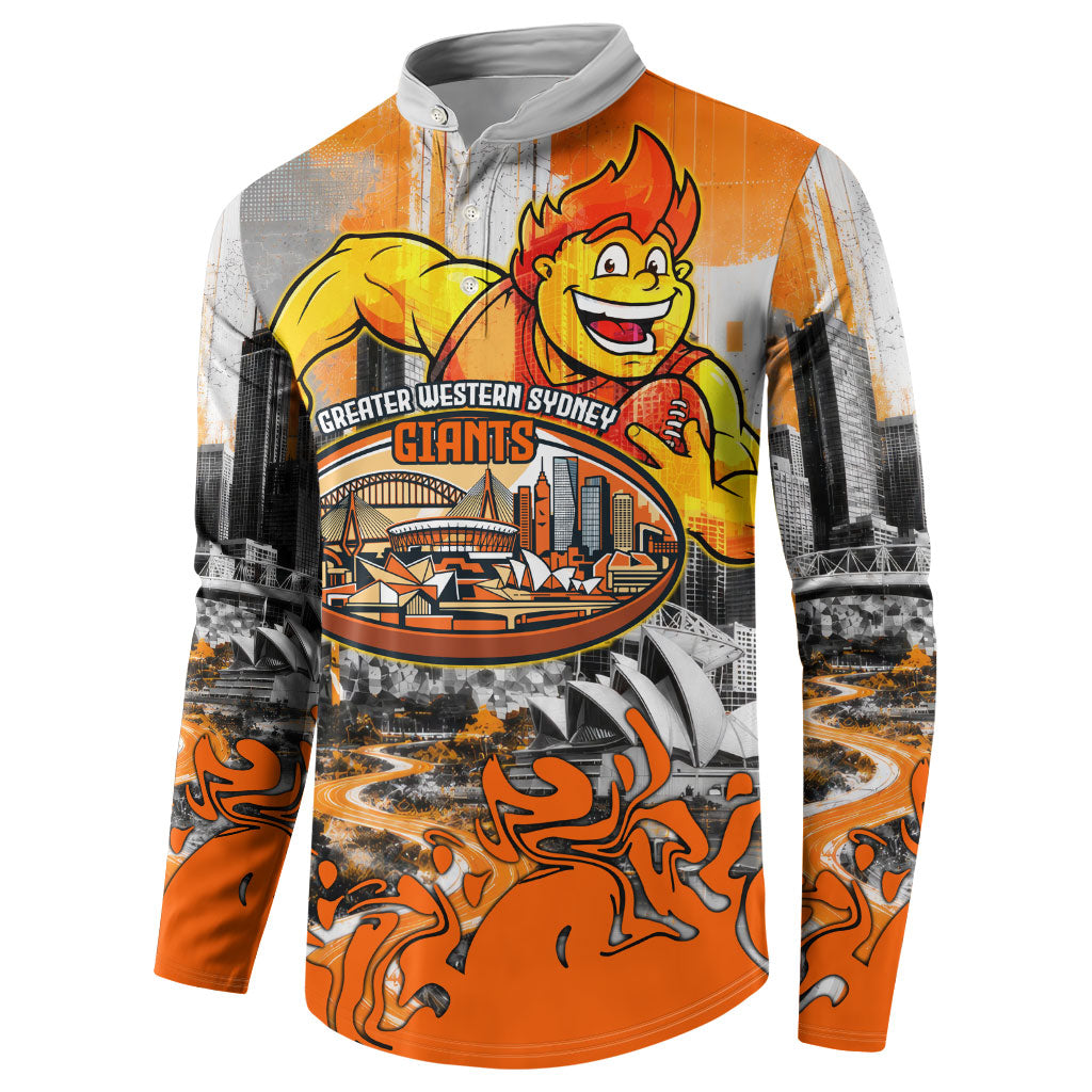 Personalised Greater Western Sydney Giants City Of Football Team Button Sweatshirt Sydney City Skyline Illustration Sport Fan