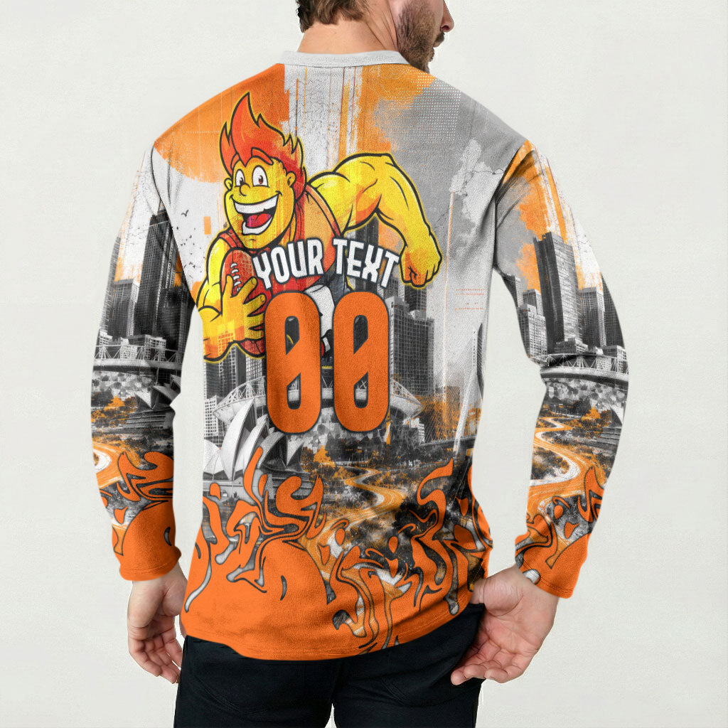Personalised Greater Western Sydney Giants City Of Football Team Button Sweatshirt Sydney City Skyline Illustration Sport Fan