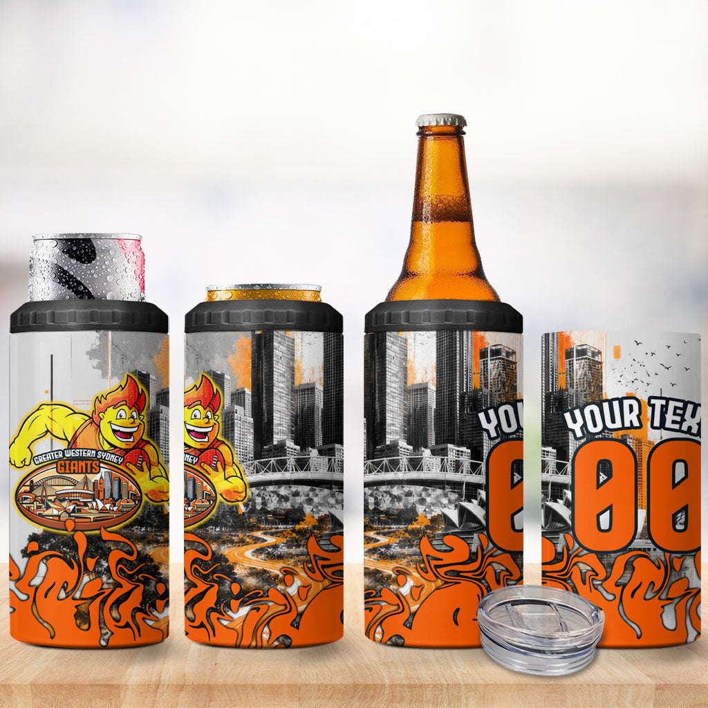 Personalised Greater Western Sydney Giants City Of Football Team 4 in 1 Can Cooler Tumbler Sydney City Skyline Illustration Sport Fan