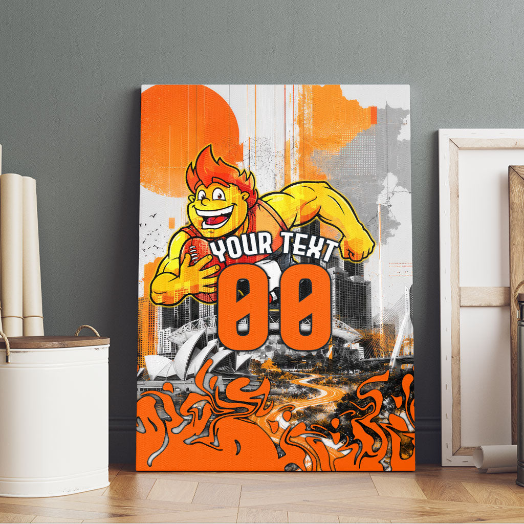 Personalised Greater Western Sydney Giants City Of Football Team Canvas Wall Art Sydney City Skyline Illustration Sport Fan