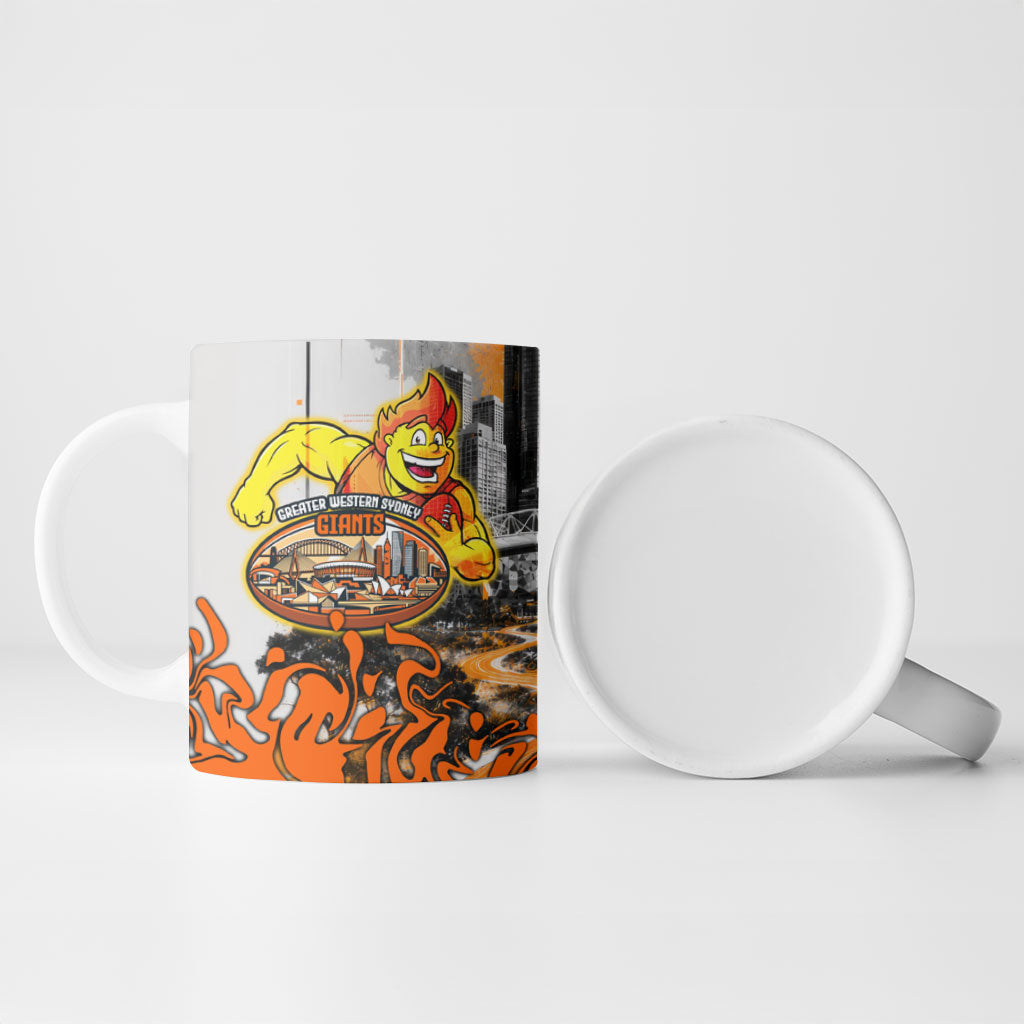 Personalised Greater Western Sydney Giants City Of Football Team Ceramic Mug Sydney City Skyline Illustration Sport Fan