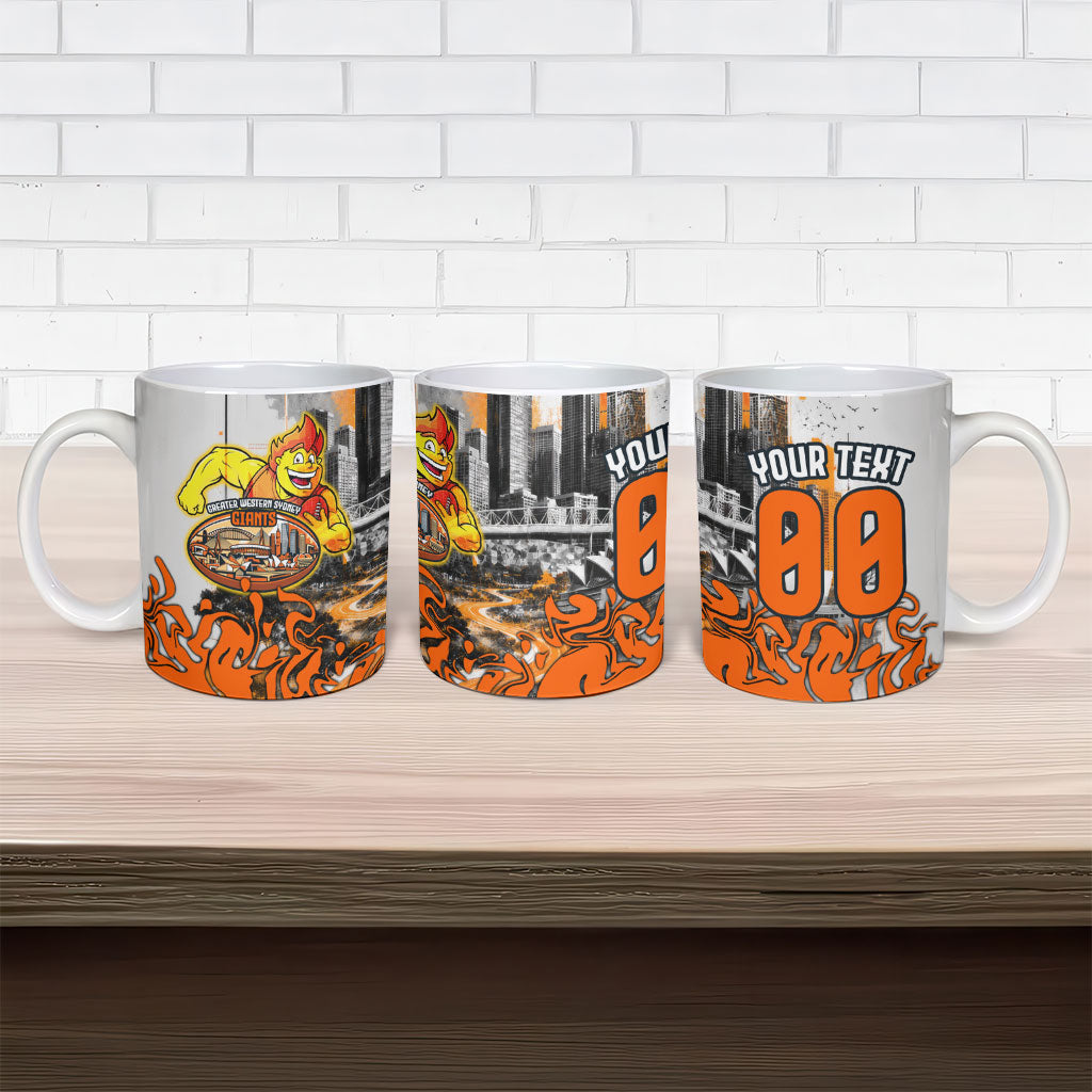 Personalised Greater Western Sydney Giants City Of Football Team Ceramic Mug Sydney City Skyline Illustration Sport Fan
