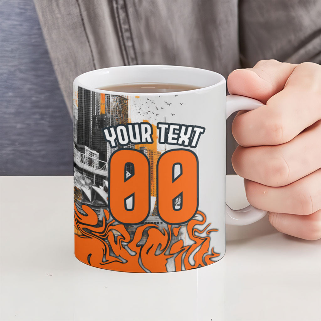 Personalised Greater Western Sydney Giants City Of Football Team Ceramic Mug Sydney City Skyline Illustration Sport Fan